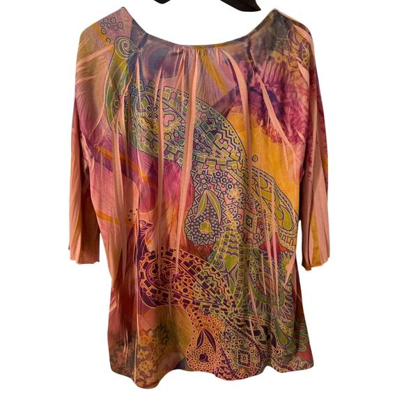 One World Short Sleeve‎ V-Neck Flowy Blouse Size 1X - Picture 4 of 6